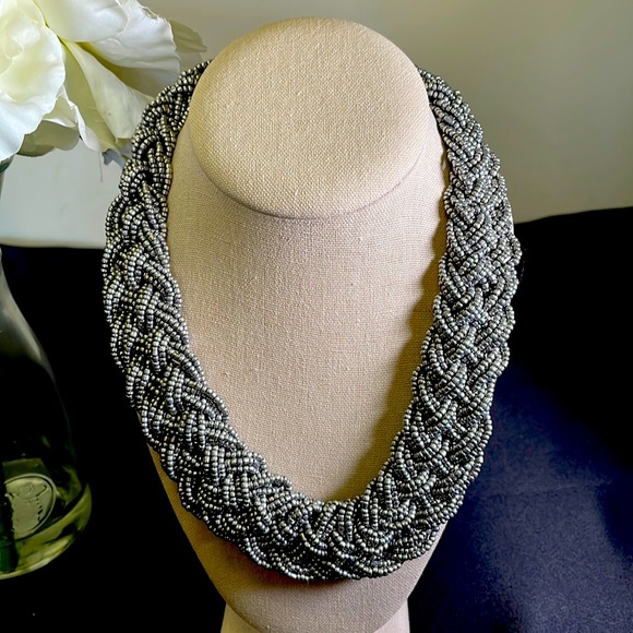 Paparazzi Gray Braided Sea-bead Necklace - Picture 1 of 1